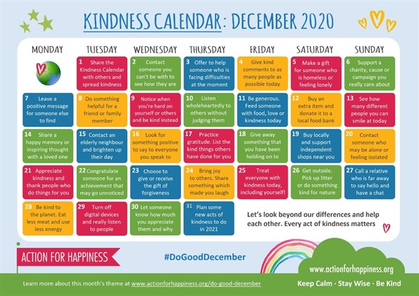 Kindness Calendar 2022 Getting Ready To Learn